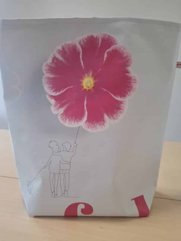 Bannertas groot - roze bloem - Afbeelding 2