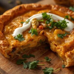 Indiase currytaart met paneer (kaas)