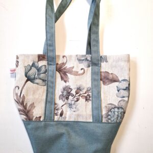 Schoudertas turqoise met bloemen